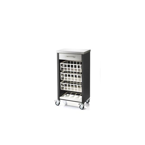 Desserte de cuisine à roulettes moher avec plan de travail en inox, tiroir et 3 paniers