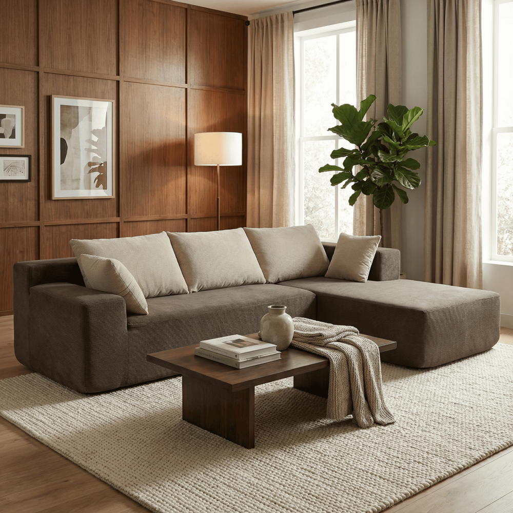 Canapé de salon luna 3 places - marron sable droite