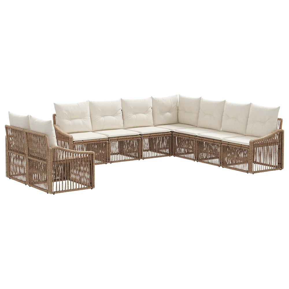 Ensemble de canapé de jardin 9 pcs beige polyrotin