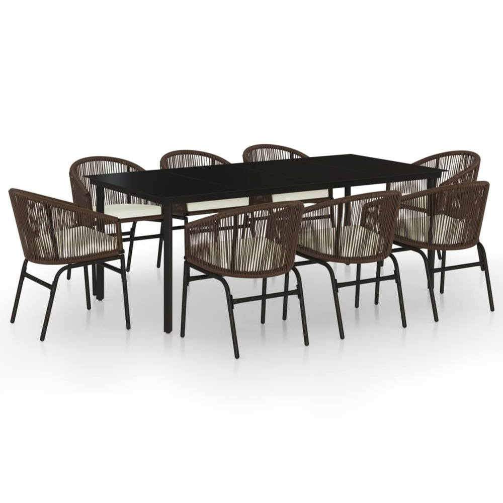 Ensemble à manger de jardin 9 pcs marron