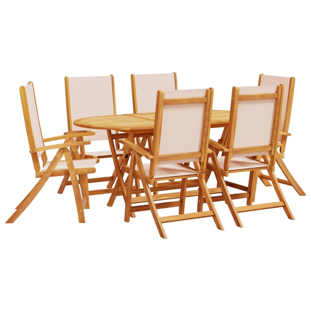 Ensemble à manger de jardin 7pcs bois d'acacia solide textilène