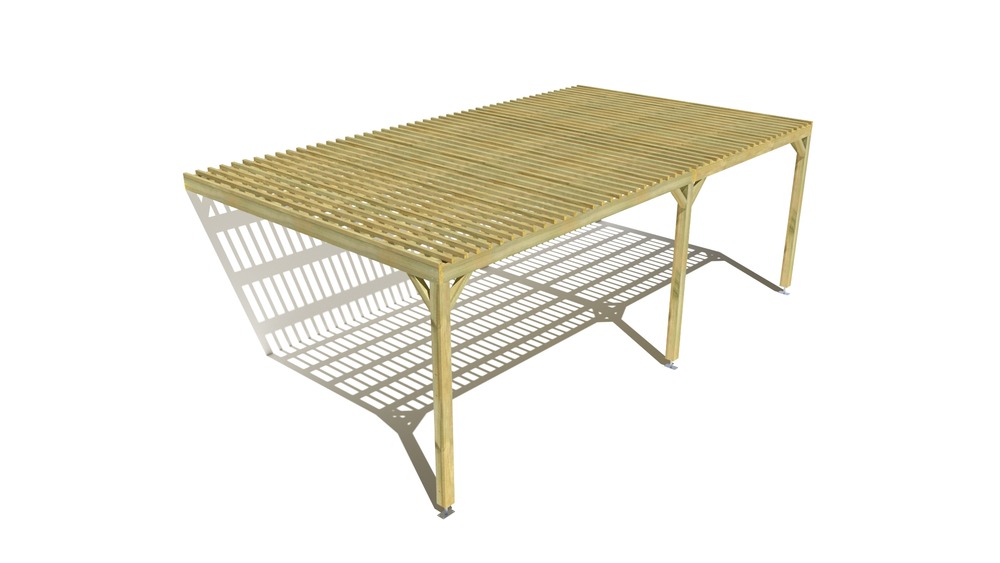 Pergola bois • 7m x 4m • adossée • sens largeur • lattage bois • livraison comprise