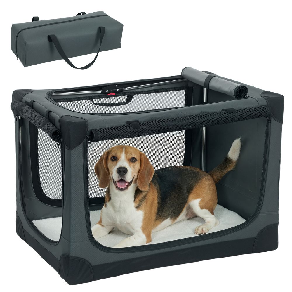 Caisse de transport chien souple acier et oxford voyage voiture housse lavable vert