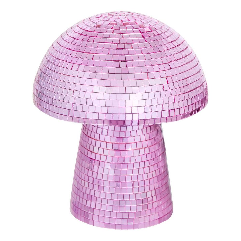 Champignon de noël disco rose et vert h. 18 cm