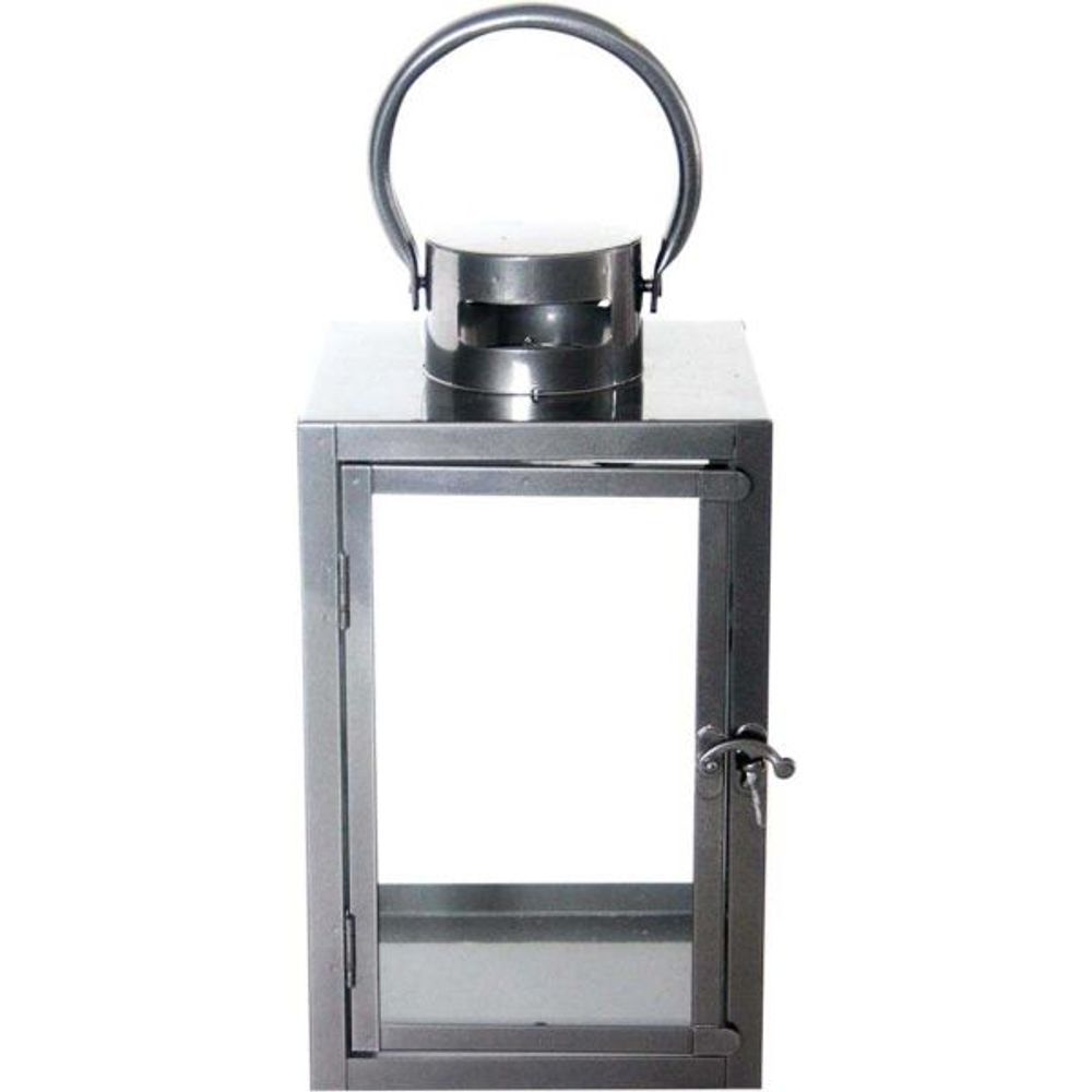Lanterne en fer anthracite et verre 15 x 15 x 28 cm