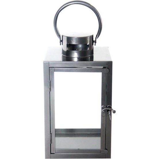 Lanterne en fer anthracite et verre 15 x 15 x 28 cm