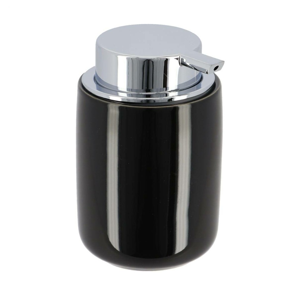 Distributeur a savon dolomite rond pompe chrome 235 ml - noir