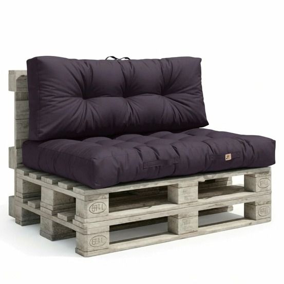 Coussins matelas pour palette 120x80x15 en polyester gris carbone