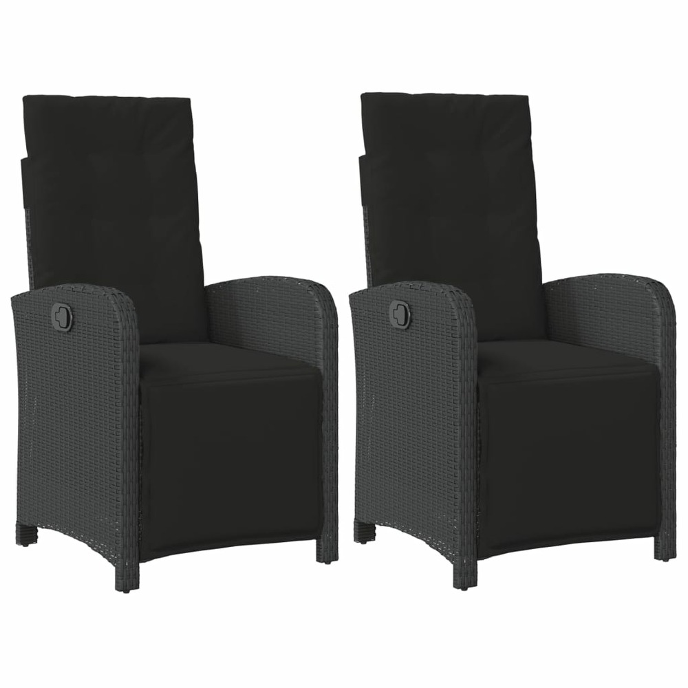 Chaises inclinables de jardin lot de 2 repose-pied noir rotin