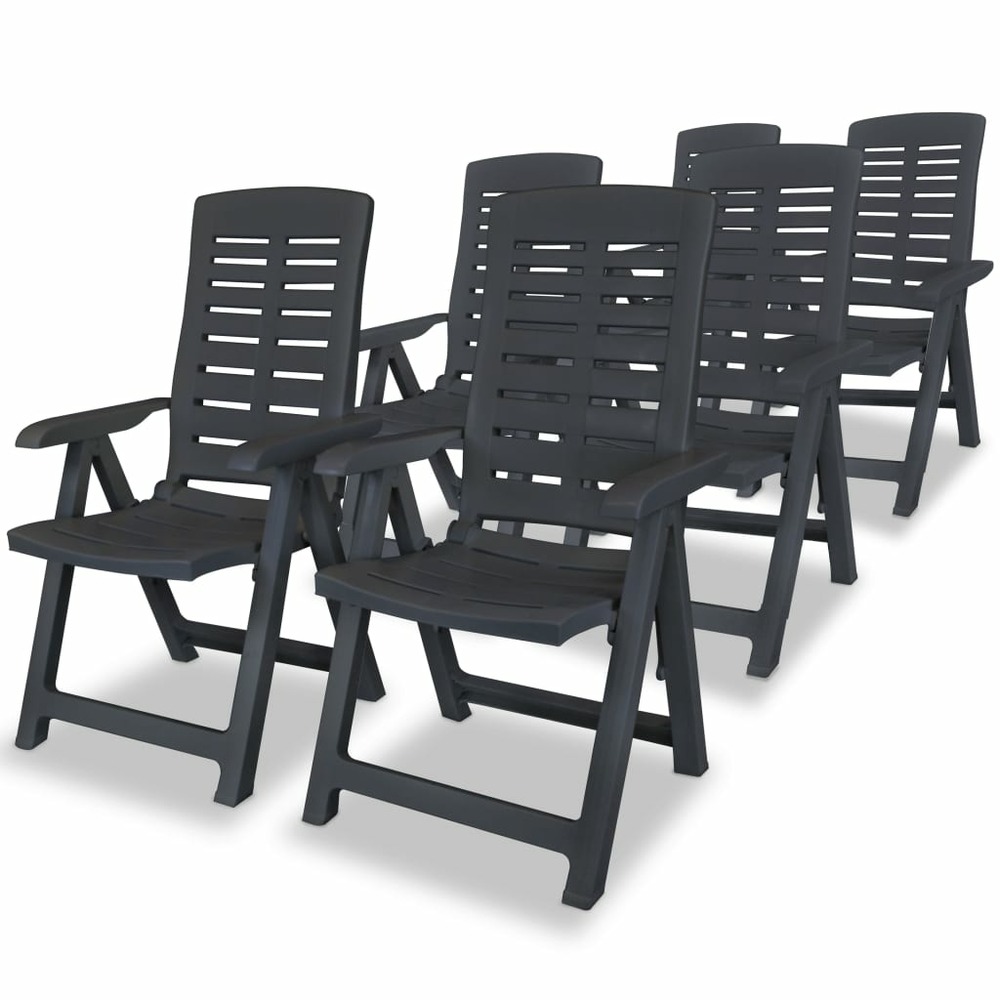 Chaises inclinables de jardin lot de 6 plastique anthracite