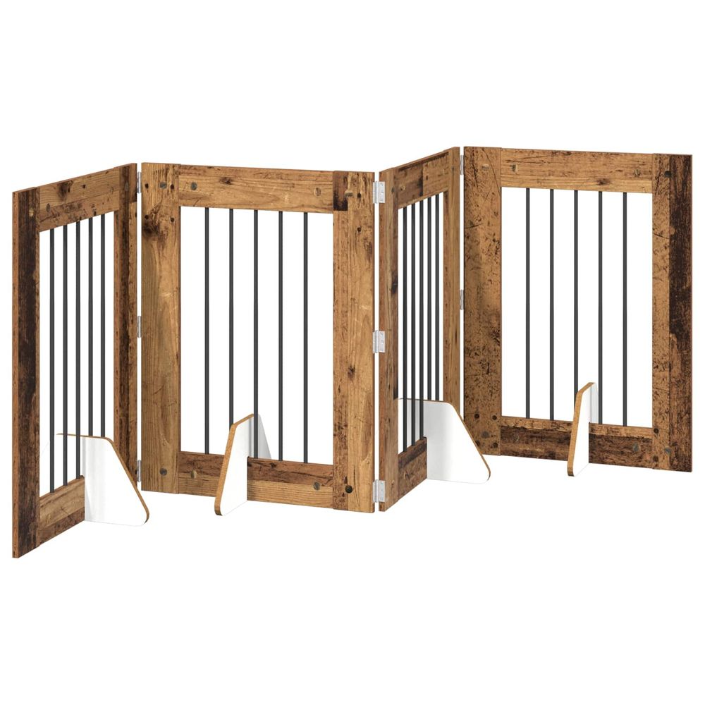 Porte de chien pliable avec supports 4 pc bois ancien 241 cm