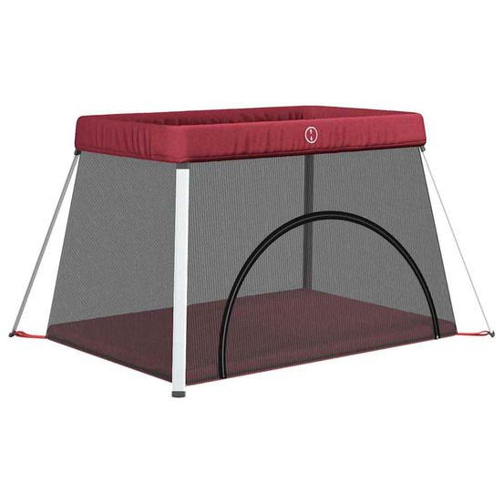 Parc pour bébé avec matelas rouge tissu de lin