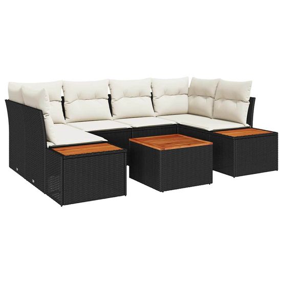 Ensemble de canapé de jardin 7 pc noir poly rotin