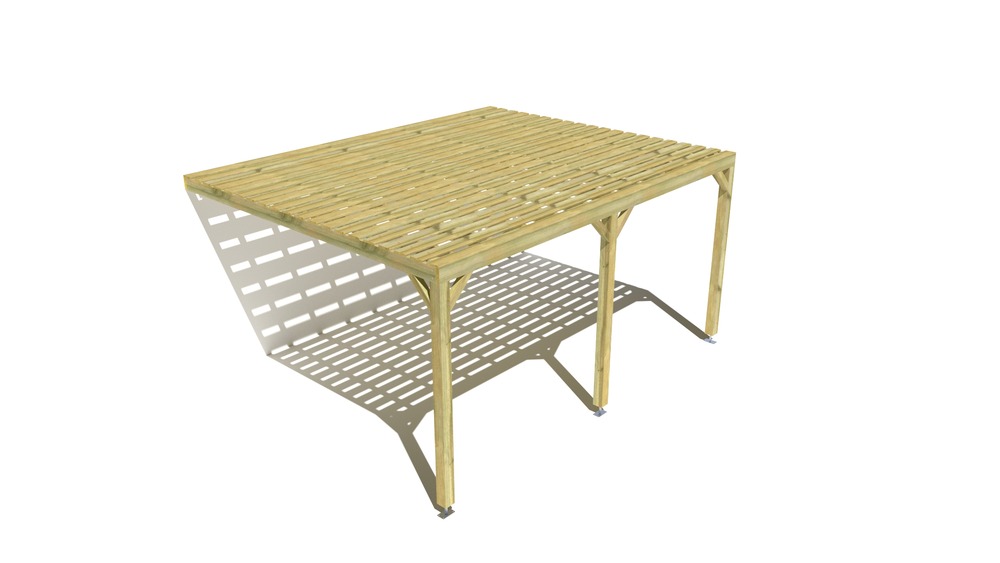 Pergola bois • 5m x 4m • adossée • sens profondeur • platelage bois • livraison comprise