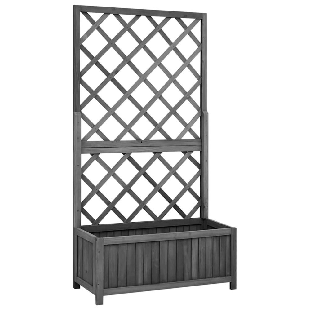 Jardinière d'extérieur à treillis jardin noir 70x30x135 cm bois de sapin