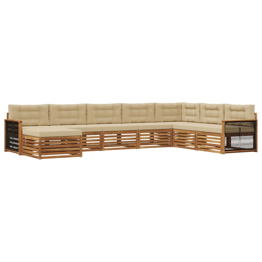 Ensemble de canapés d'extérieur 8 pc naturel et beige