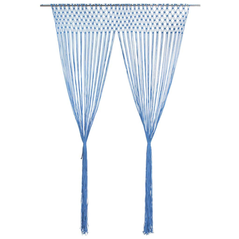 Rideau en macramé bleu 140x240 cm coton
