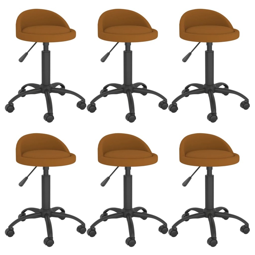 Chaises pivotantes de salle à manger 6 pcs marron velours