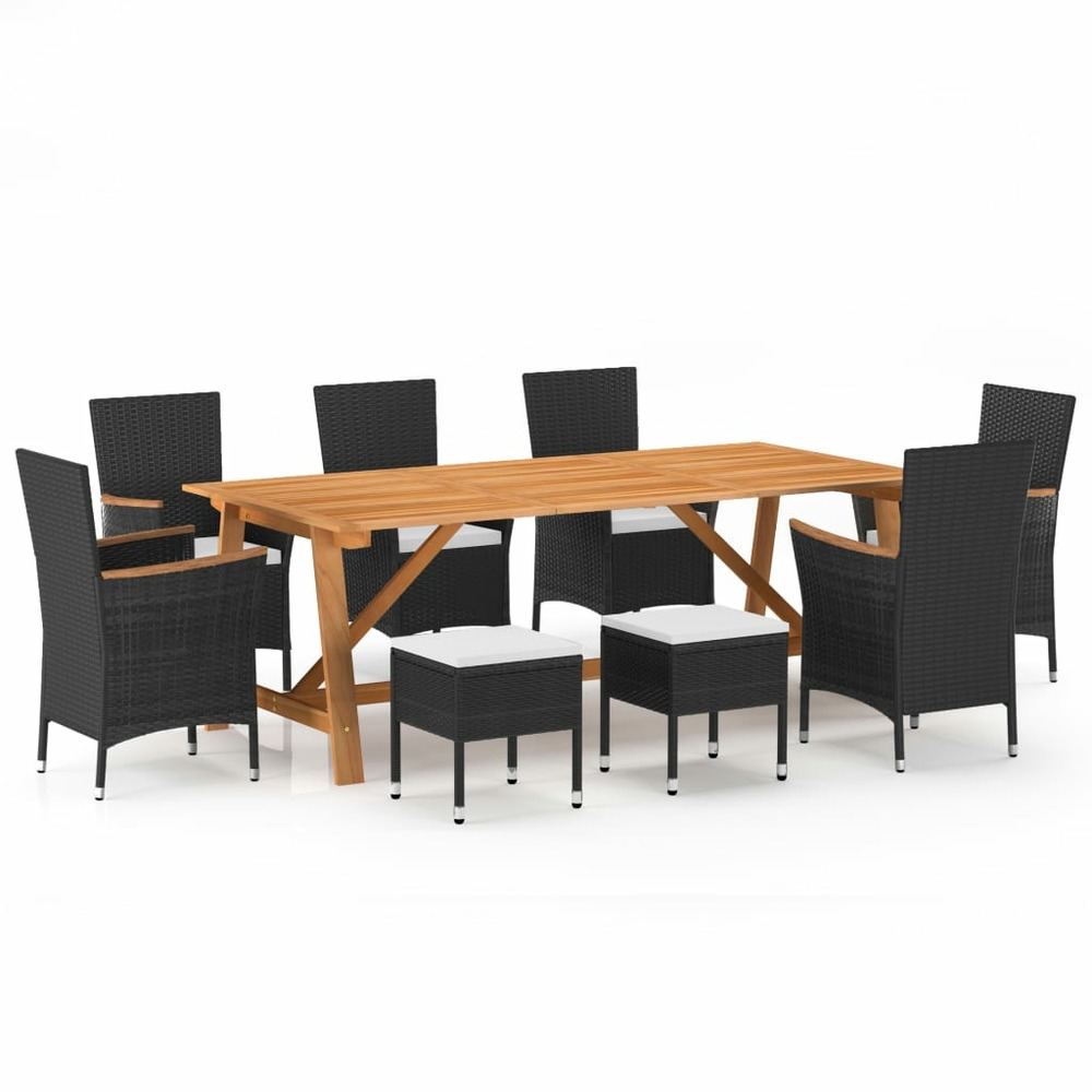 Ensemble à manger de jardin 9 pcs noir
