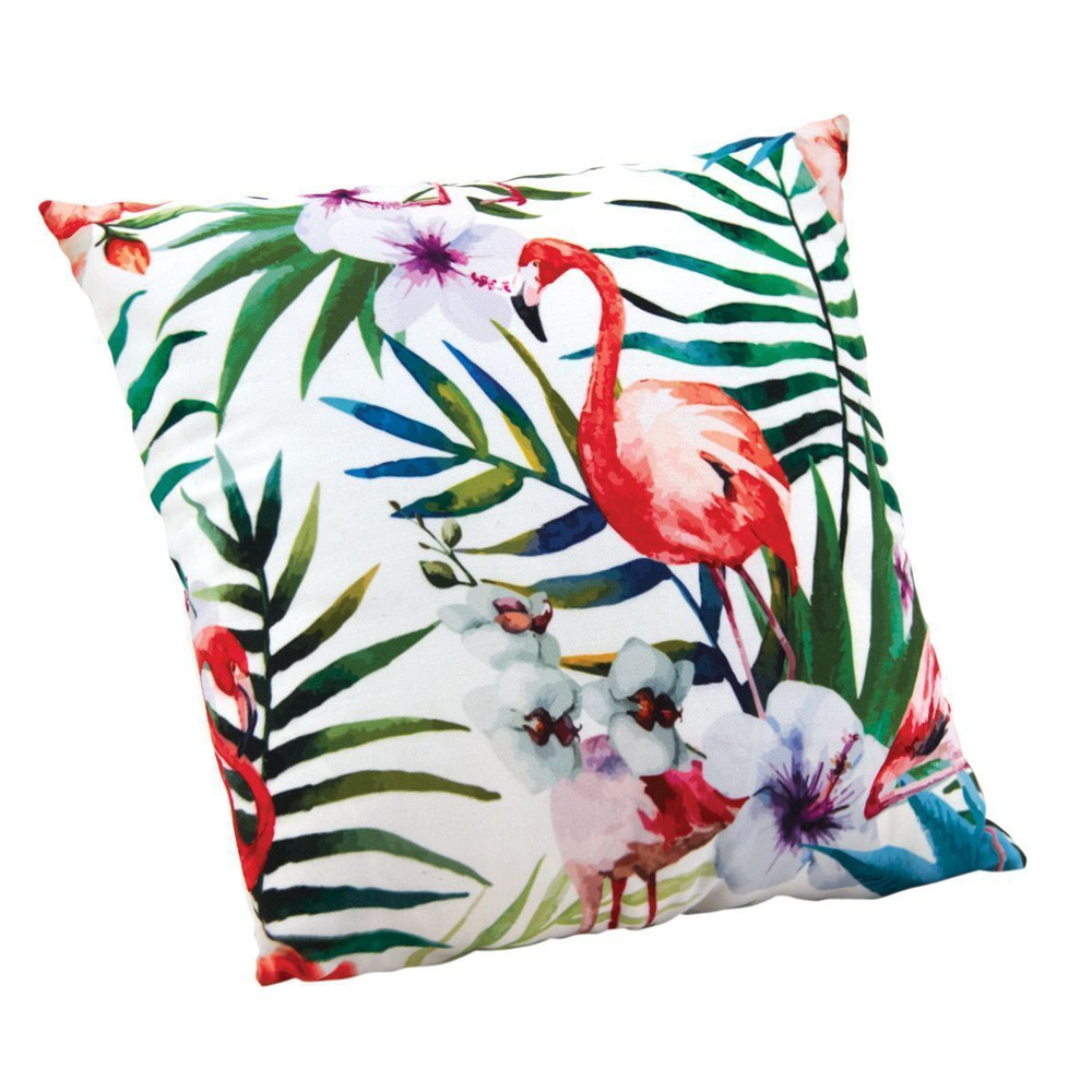 Coussin déhoussable motif flamant rose