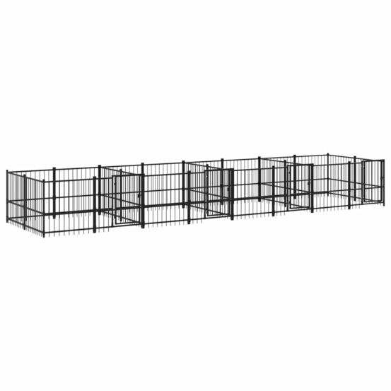 Chenil cage enclos pac animaux d'extérieur pour chiens acier 15,02 m² noir