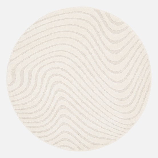 Tapis rond intérieur motifs ondulations en relief crème ø160cm