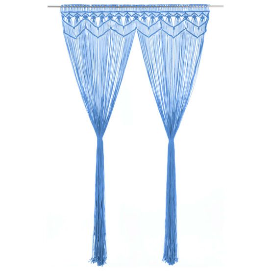 Rideau en macramé bleu 140x240 cm coton