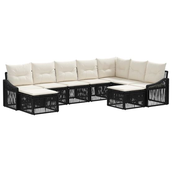Ensemble de canapé de jardin 9 pc noir polyrotin