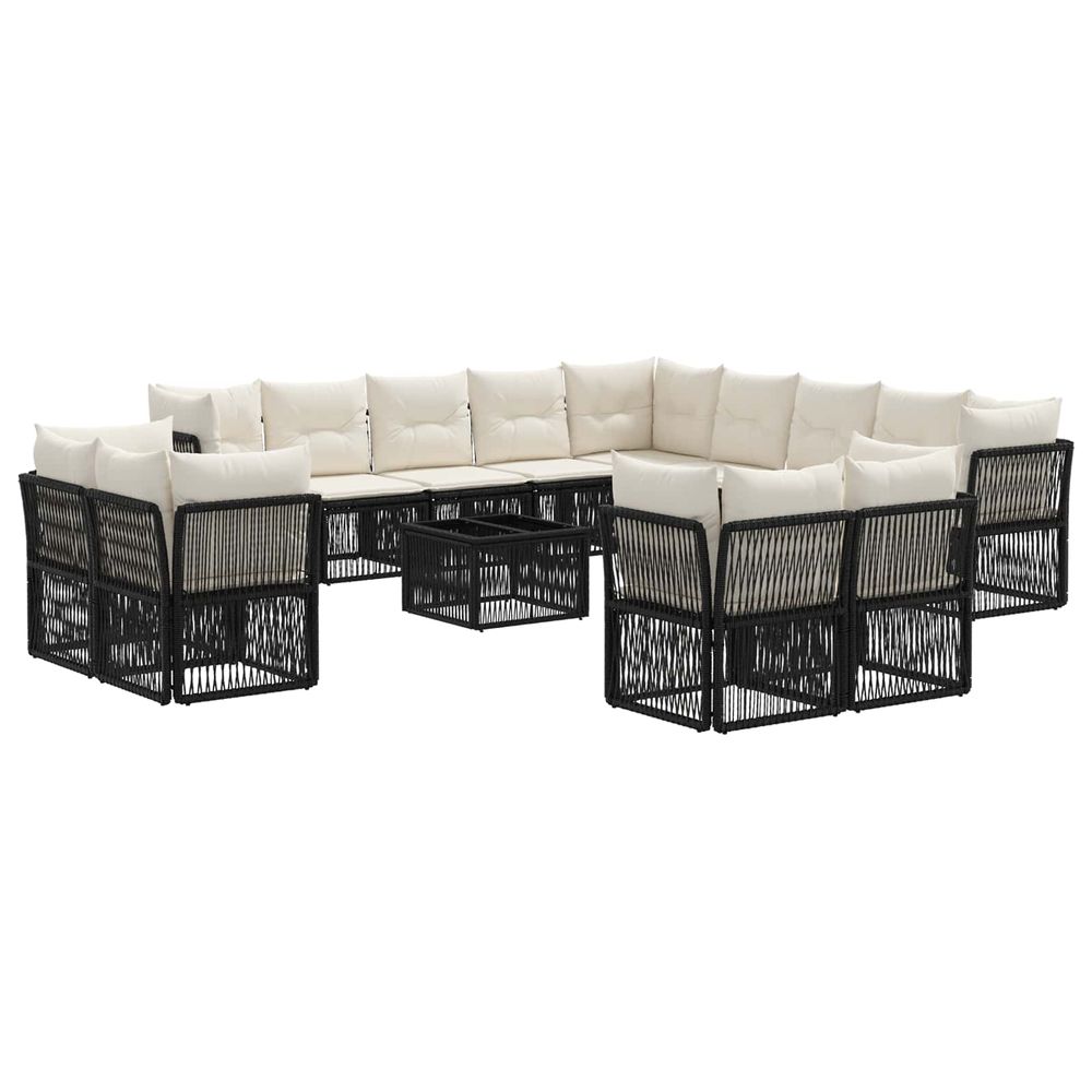 Ensemble de canapé de jardin 14 pc noir polyrotin