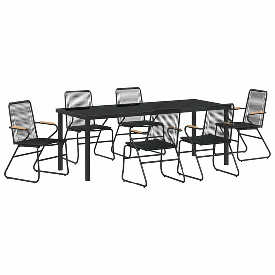 Ensemble de salle à manger pour jardin 7 pcs noir