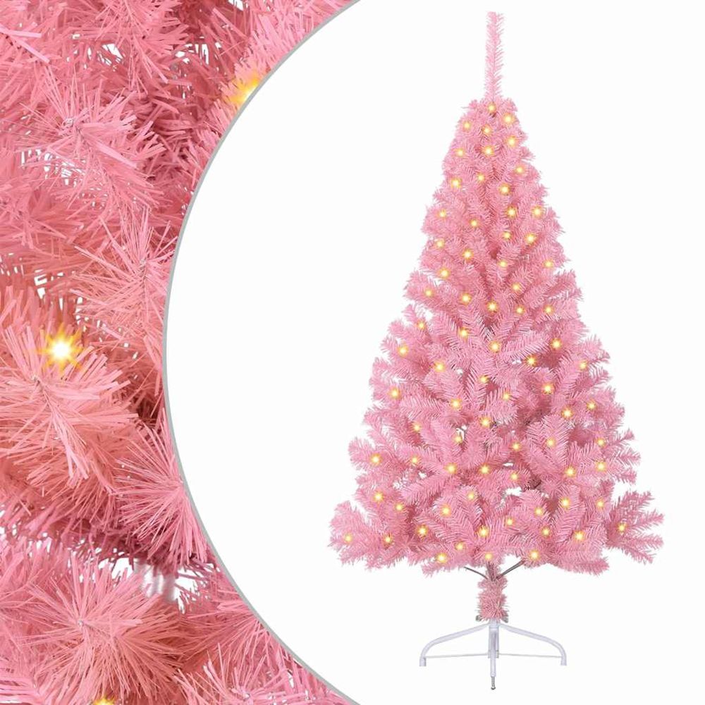 Sapin de noël artificiel pré-éclairé rose 150 cm pvc