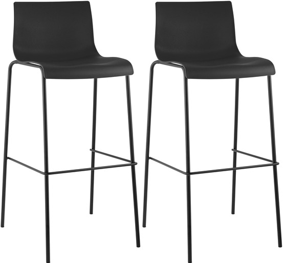 Lot de 2 tabourets de bar hoover plastique 4 pieds structure noir