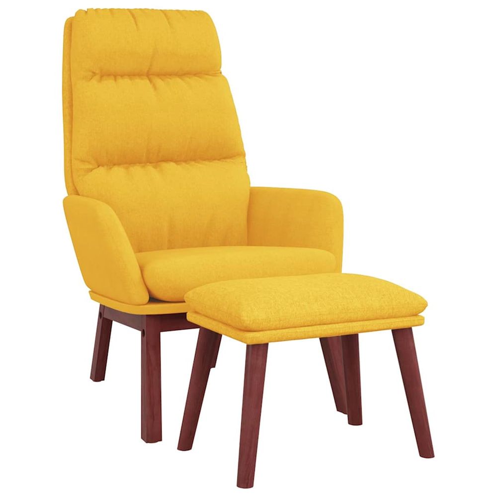 Chaise de détente et repose-pied jaune moutarde tissu