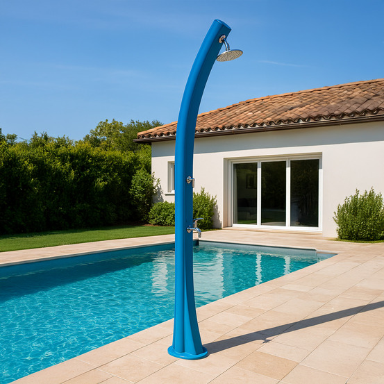 Douche solaire bleue 40l pehd 266cm laiton sans electricite