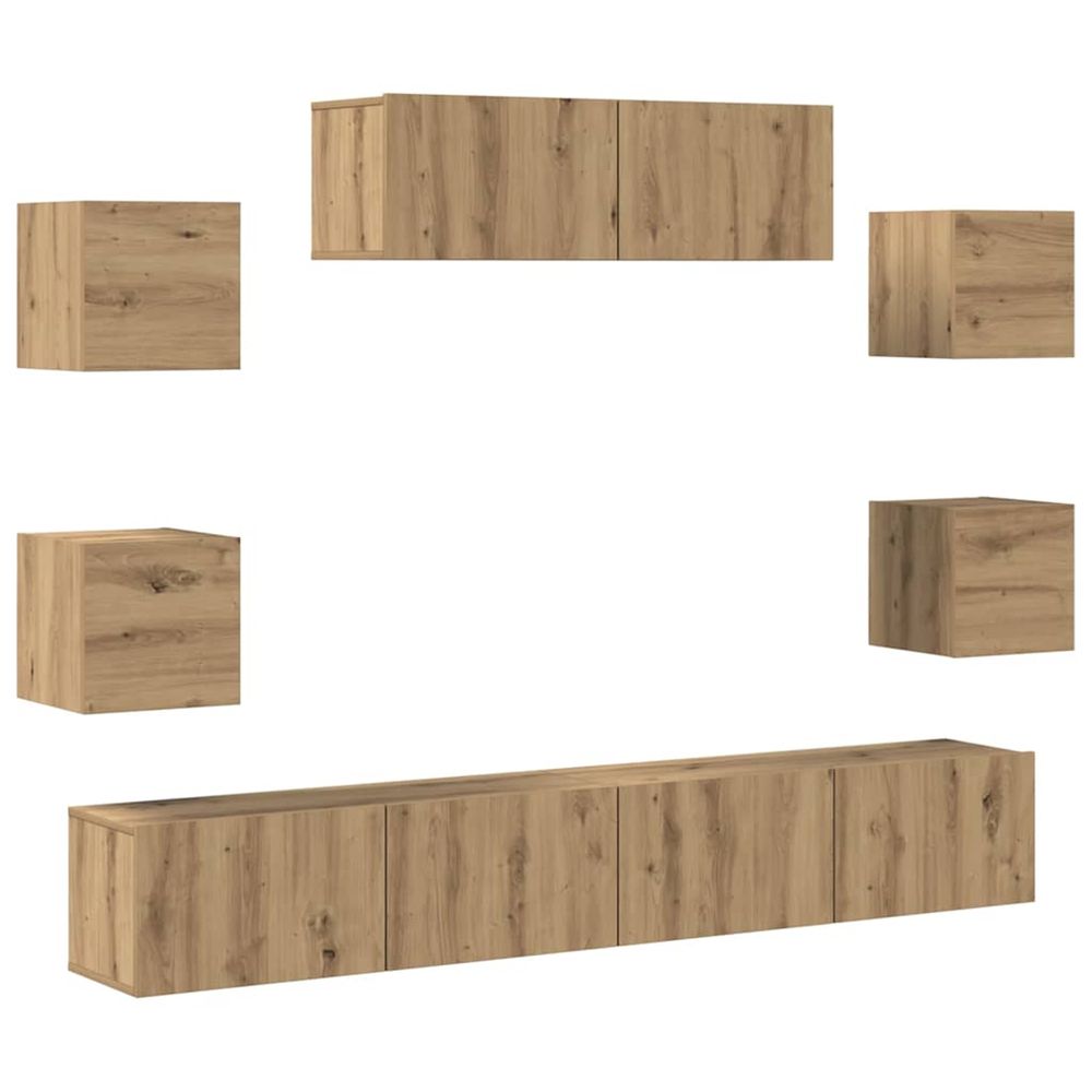Ensemble de meuble tv mural 7 pcs chêne artisanal