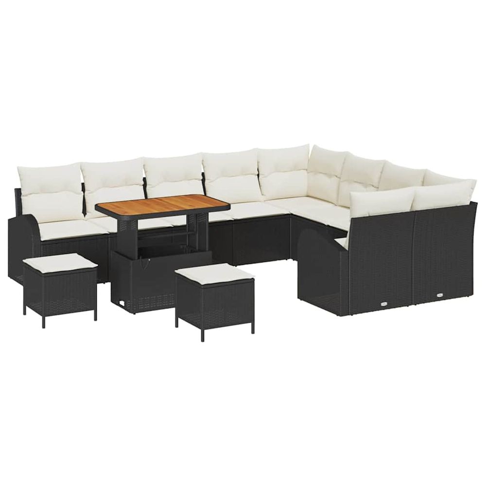 Ensemble de canapé de jardin 12 pc noir polyrotin