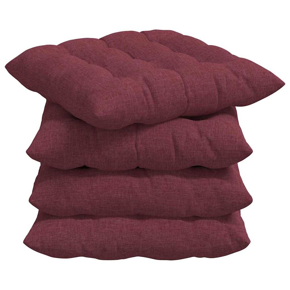 Coussins de siège 4 pc tissu bordeaux 40 x 40 x 6 cm