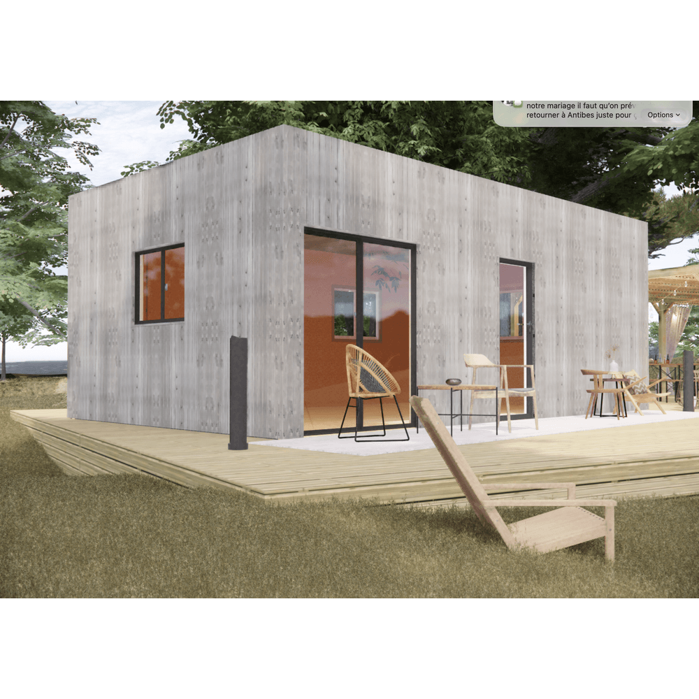 Studio de jardin re2020 en bois 7,7 x 4,6 x 3,2 m / isolation re2020