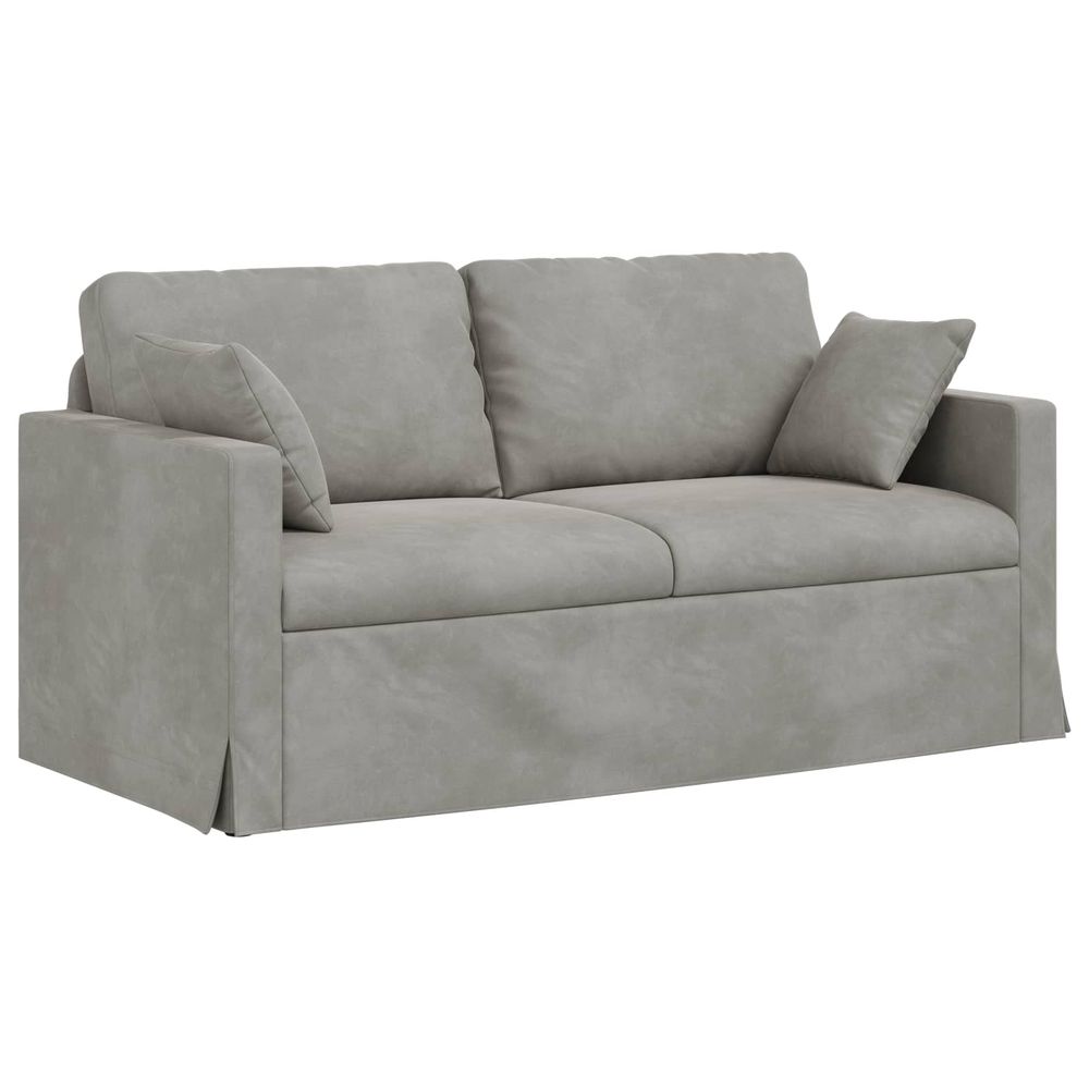 Canapé gris clair 158 x 78 x 80 cm velours