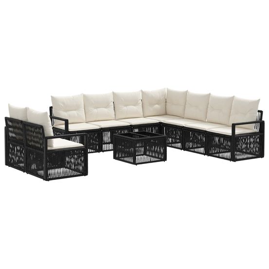 Ensemble de canapé de jardin 10 pc noir polyrotin