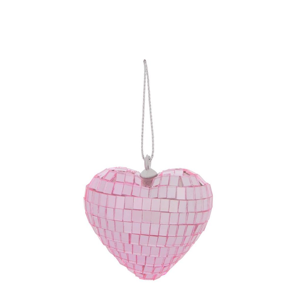 Suspension de sapin cœur effet disco 5 cm