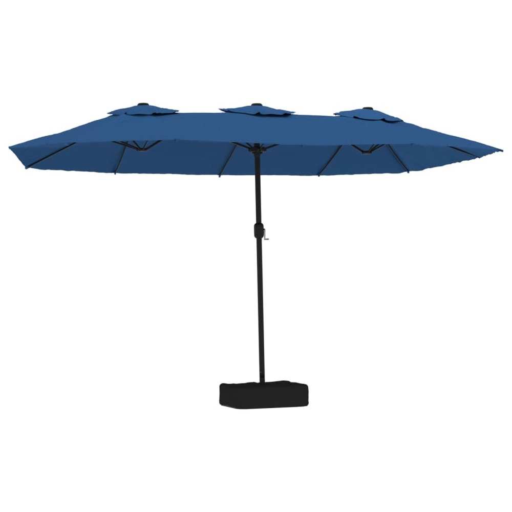 Parasol à double tête avec led bleu azuré 449x245 cm
