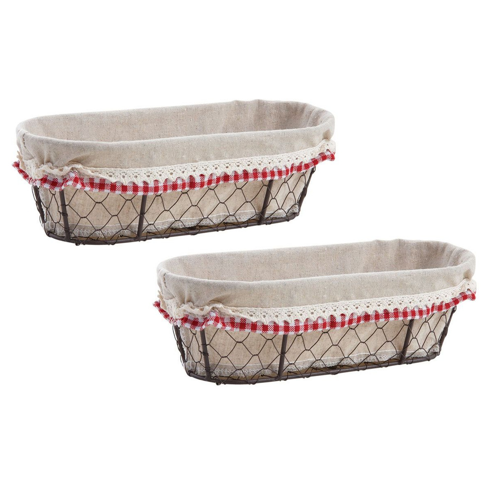 Corbeille grillage et jute vichy chic (lot de 2) lot de 2