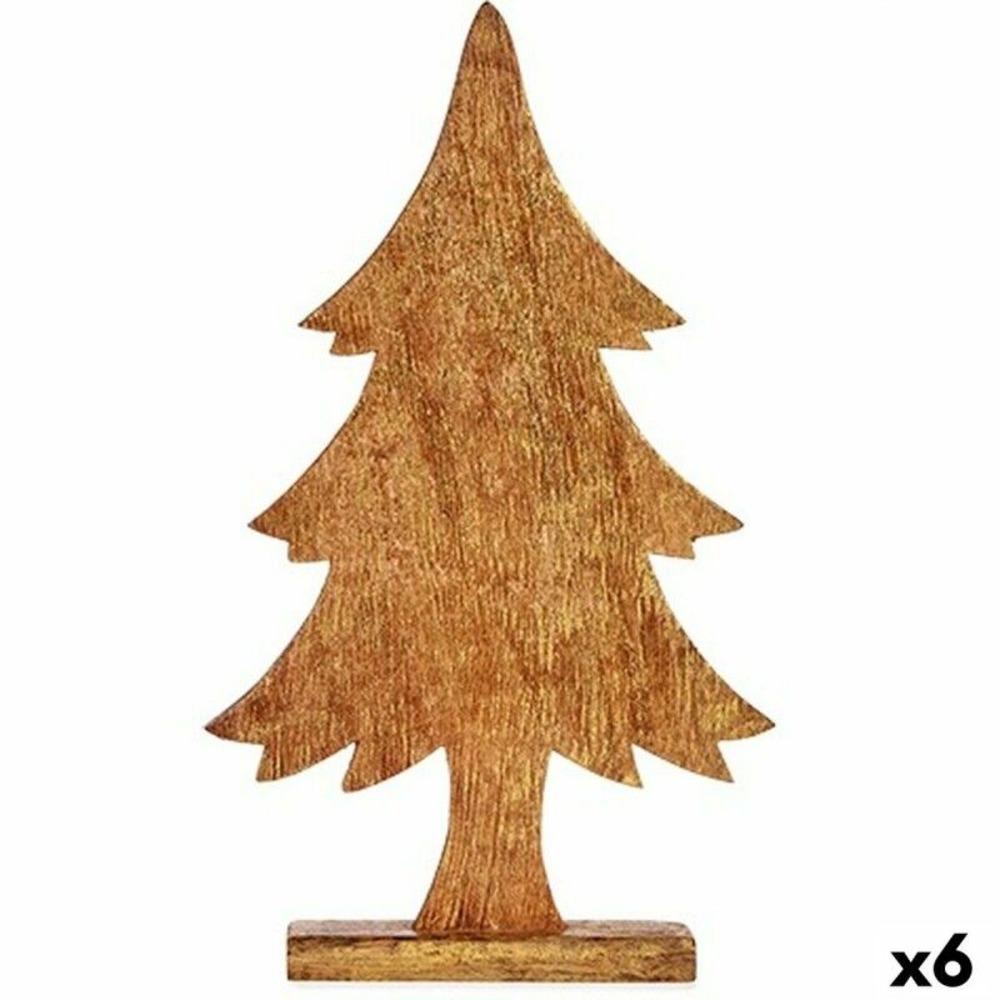 Figurine décorative sapin de noël doré bois 5,1 x 49,5 x 25,5 cm (6 unités) h