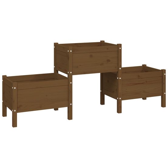 Jardinière marron miel 178,5x44x75 cm bois massif de pin