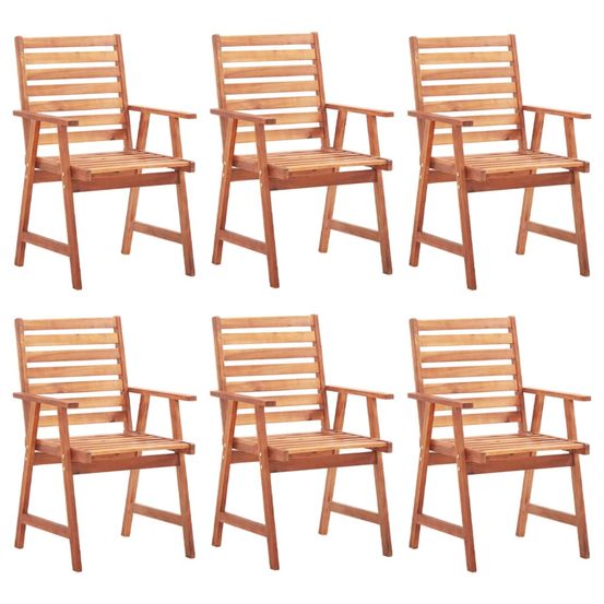 Chaises à manger d'extérieur lot de 6 et coussins acacia massif
