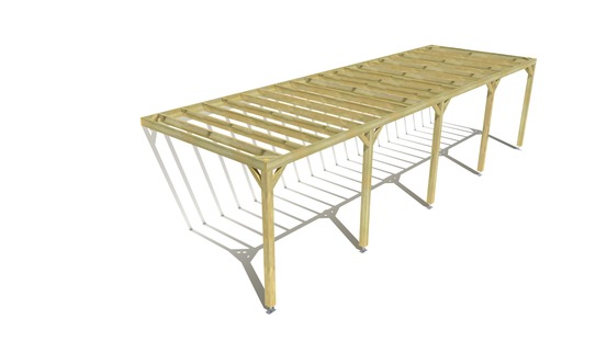 Pergola bois • 10m x 3m • adossée • sens profondeur • livraison comprise