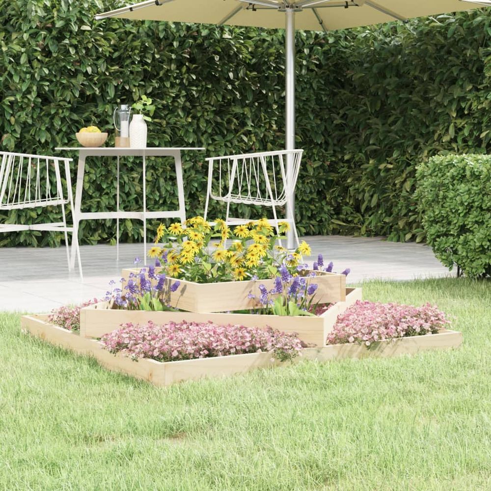 Grand carré potager 3 niveaux bois de pin massif jardin 112x112cm