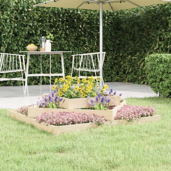 Grand carré potager 3 niveaux bois de pin massif jardin 112x112cm