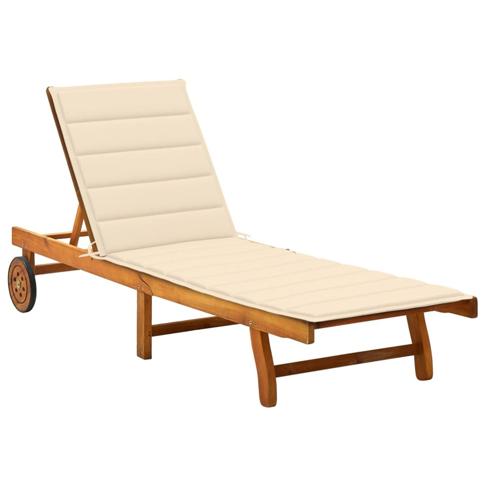 Chaise longue de jardin avec coussin bois d'acacia solide bain de soleil